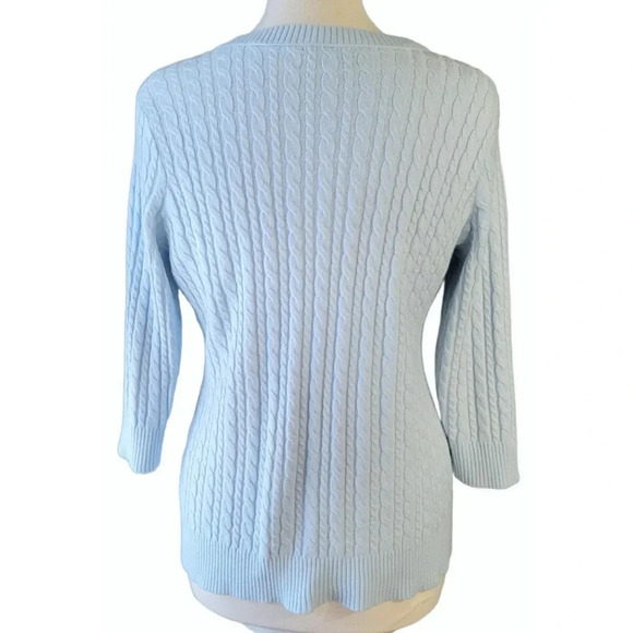 New York And Company Light Blue Cable Knit Sweater Size Large - Picture 3 of 7